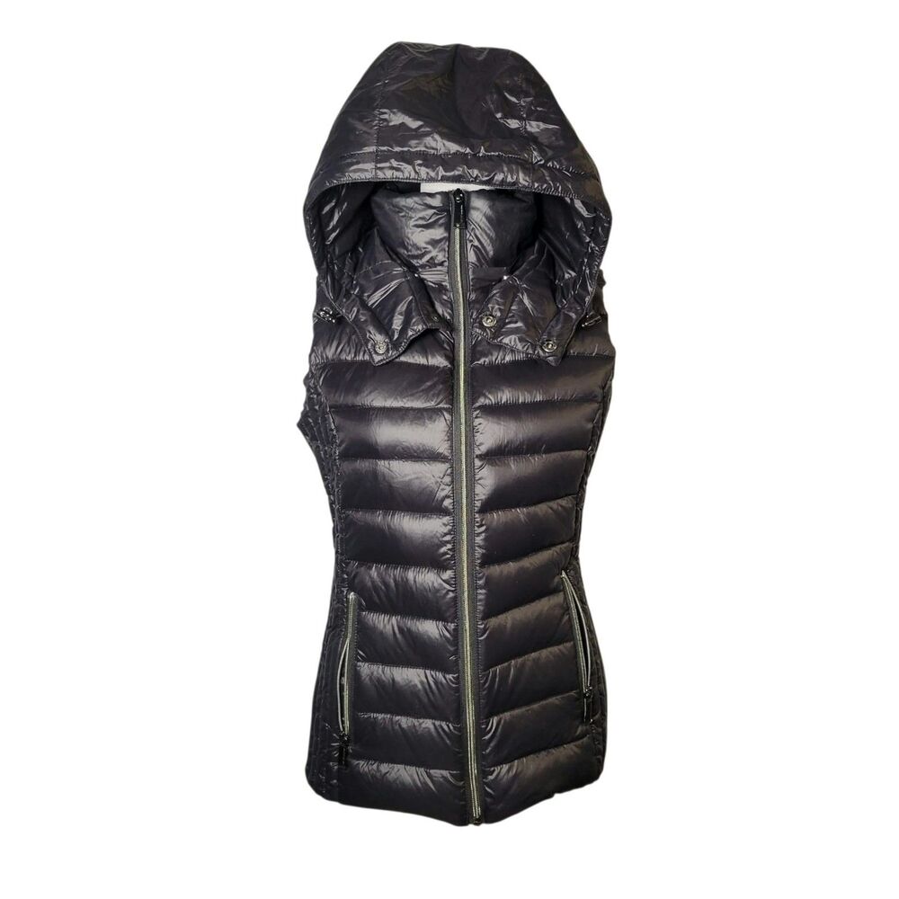 BCBG Ultra Light Packable Down Puffer Vest Hooded Black XS Gorpcore Streetwear